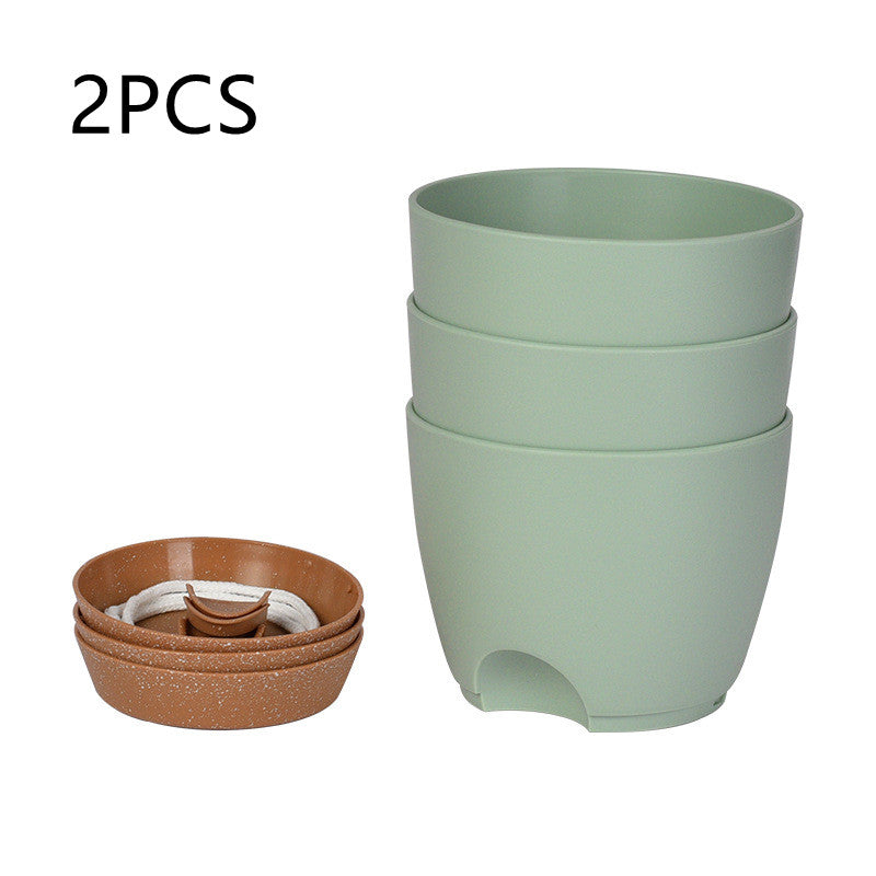Self-Watering Planters Set of 3, 6.5" Round Pots