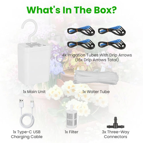 Automatic Plant Watering System, Rechargeable with Timer