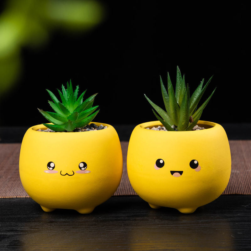 Mini Succulent Pots Set of 5, 2.8" Glazed Ceramic