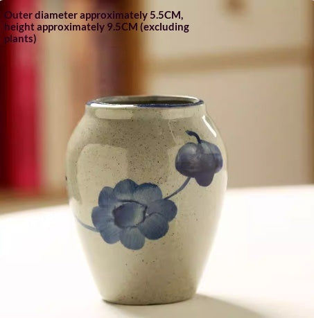 Blue and White Porcelain Succulent Pot, Hand-Painted