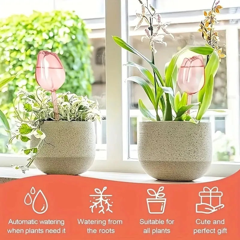 Glass Watering Globes, Tulip Self-Watering Bulbs