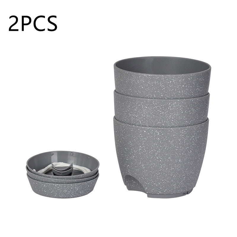Self-Watering Planters Set of 3, 6.5" Round Pots