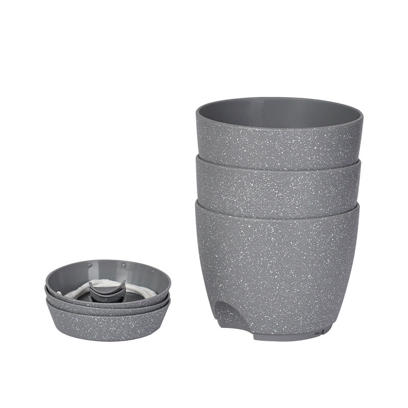Self-Watering Planters Set of 3, 6.5" Round Pots