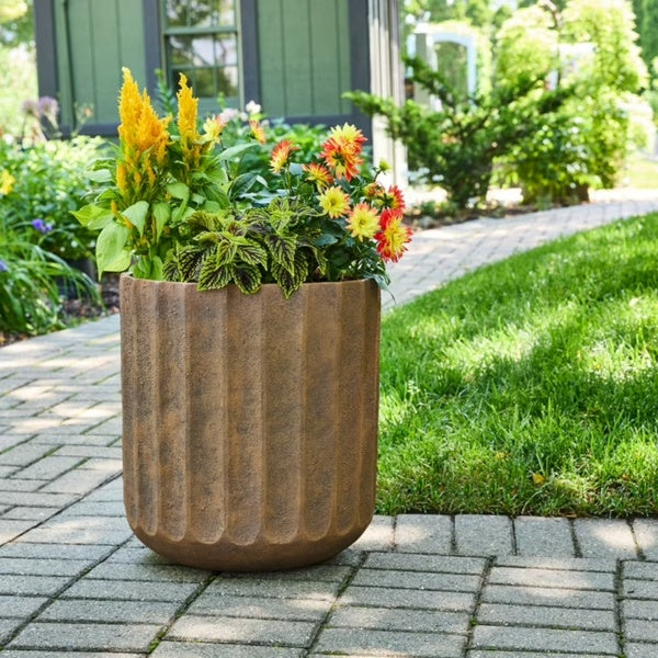 Large Planter 16", Terracotta Look Resin Floor Pot