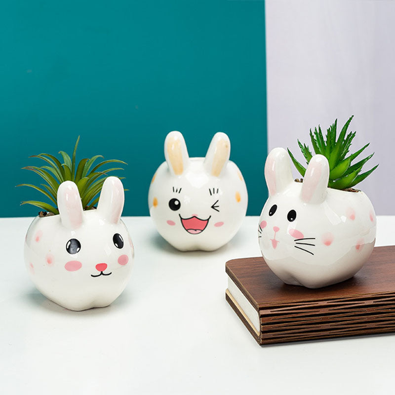 Hand-Painted Animal Succulent Pot, 3.5" Ceramic