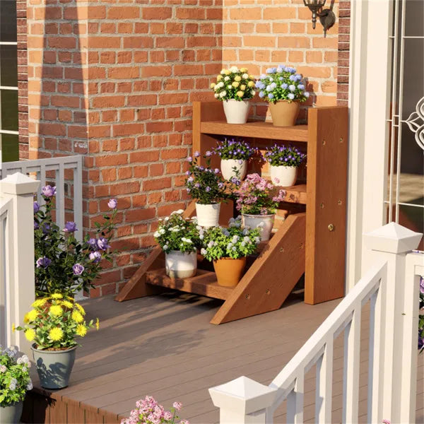 Tiered Wooden Plant Stand, Compact Succulent Rack