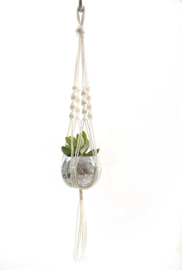 Macrame Wall Plant Hanger, Handmade Cotton for 4-6" Pots