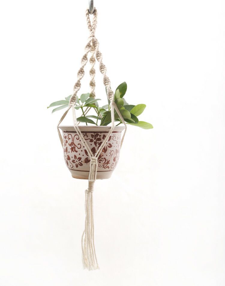 Macrame Wall Plant Hanger, Handmade Cotton for 4-6" Pots