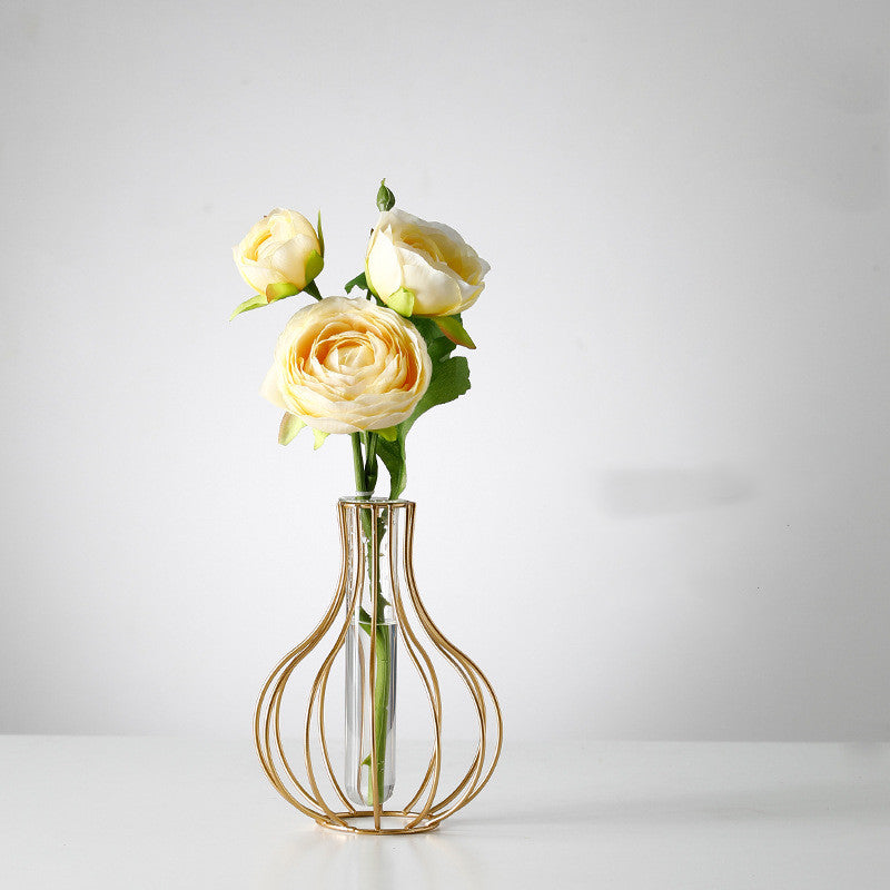 Geometric Test Tube Vase, Metal Frame Propagation Stand