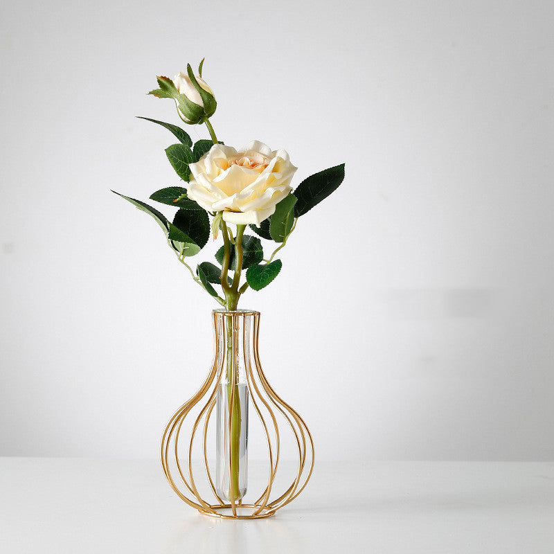 Geometric Test Tube Vase, Metal Frame Propagation Stand