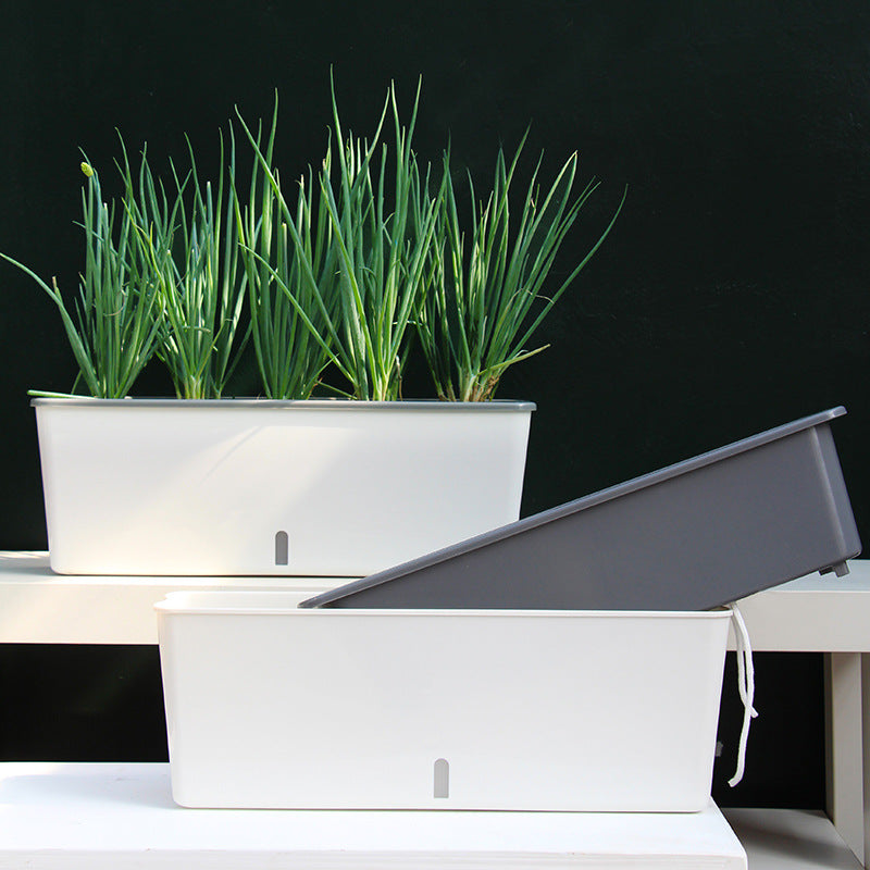 Self-Watering Window Box Planter, Long Rectangular Pot