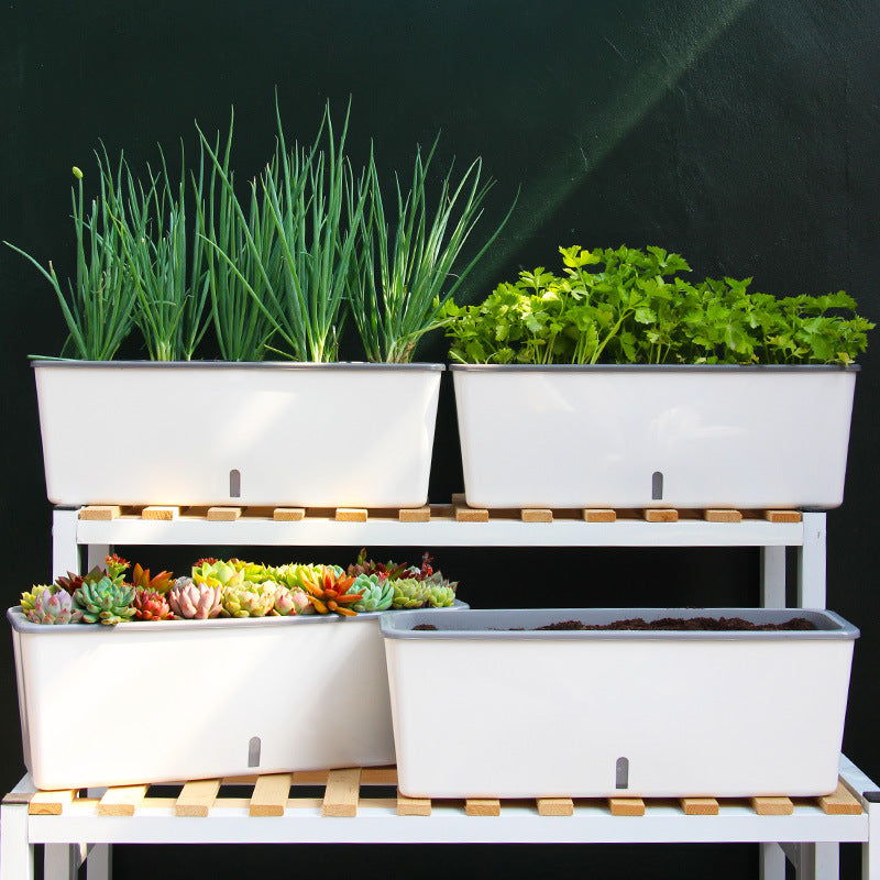 Self-Watering Window Box Planter, Long Rectangular Pot