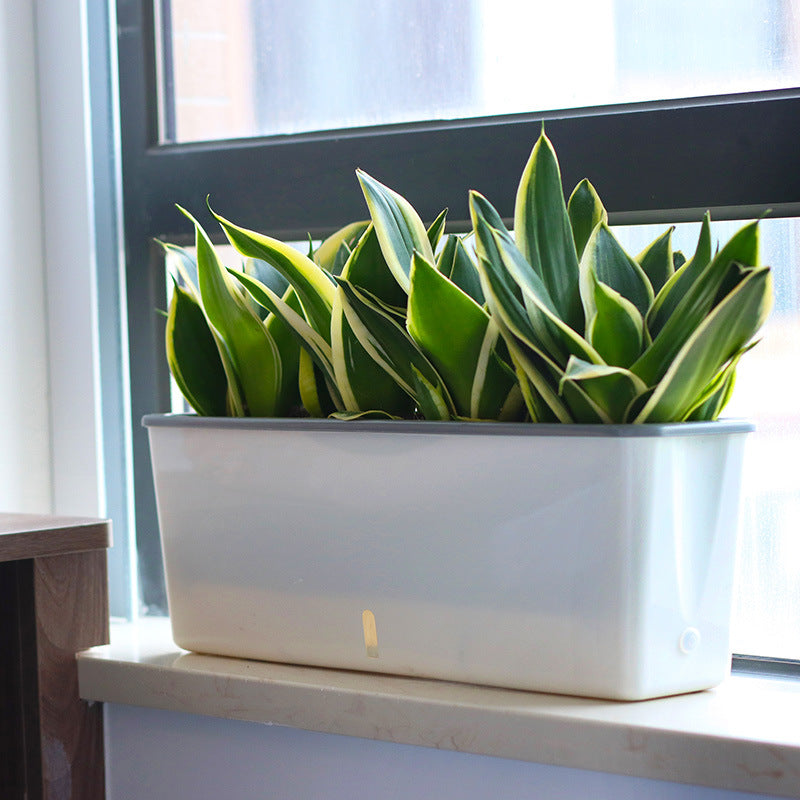 Self-Watering Window Box Planter, Long Rectangular Pot