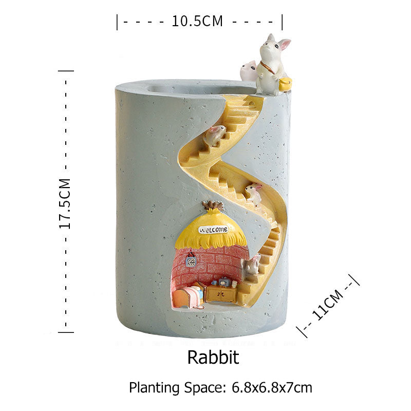 Hedgehog House Planter, Resin Succulent Pot