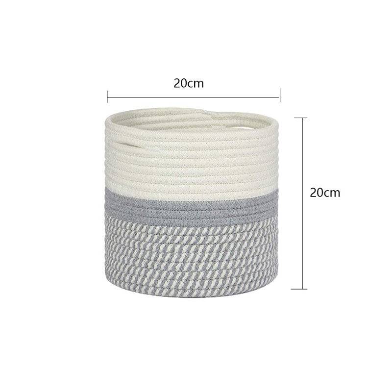 Woven Cotton Rope Plant Basket 7.9", Grey or Natural