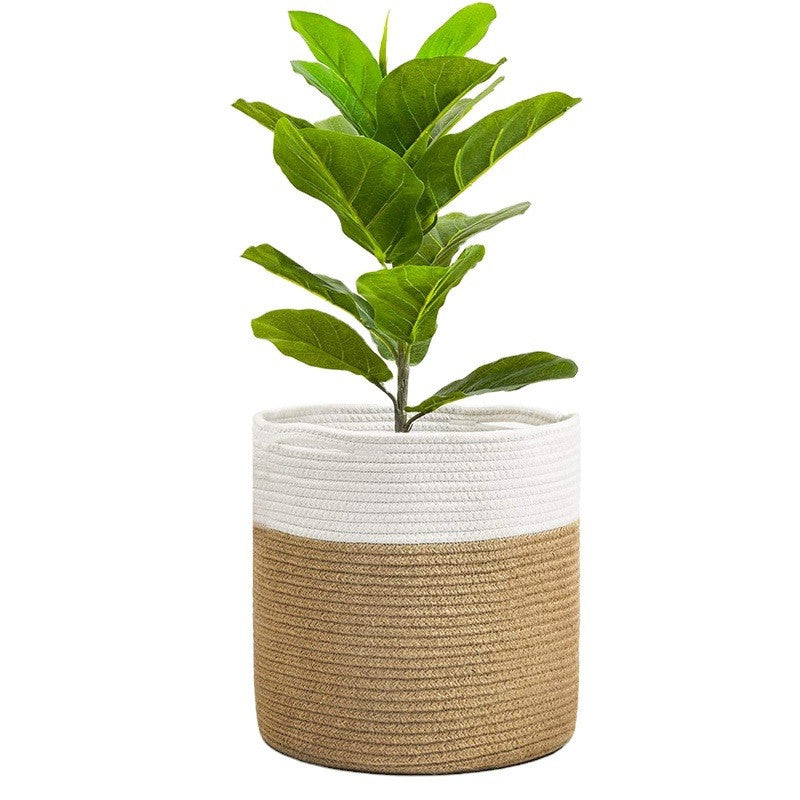 Woven Cotton Rope Plant Basket 7.9", Grey or Natural
