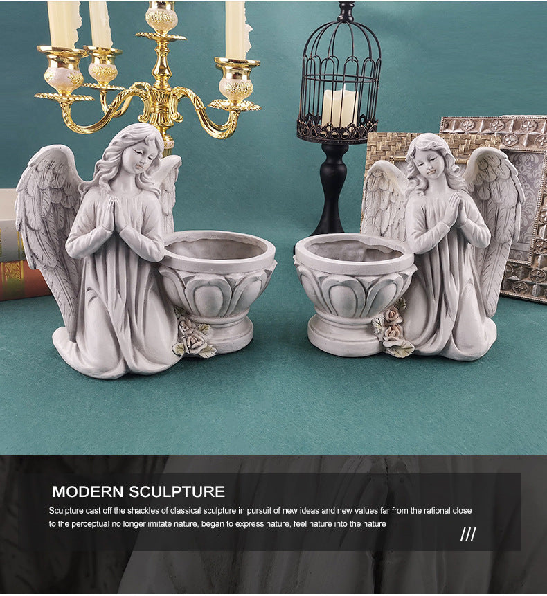 Angel Planter, Resin Figure Succulent Pot
