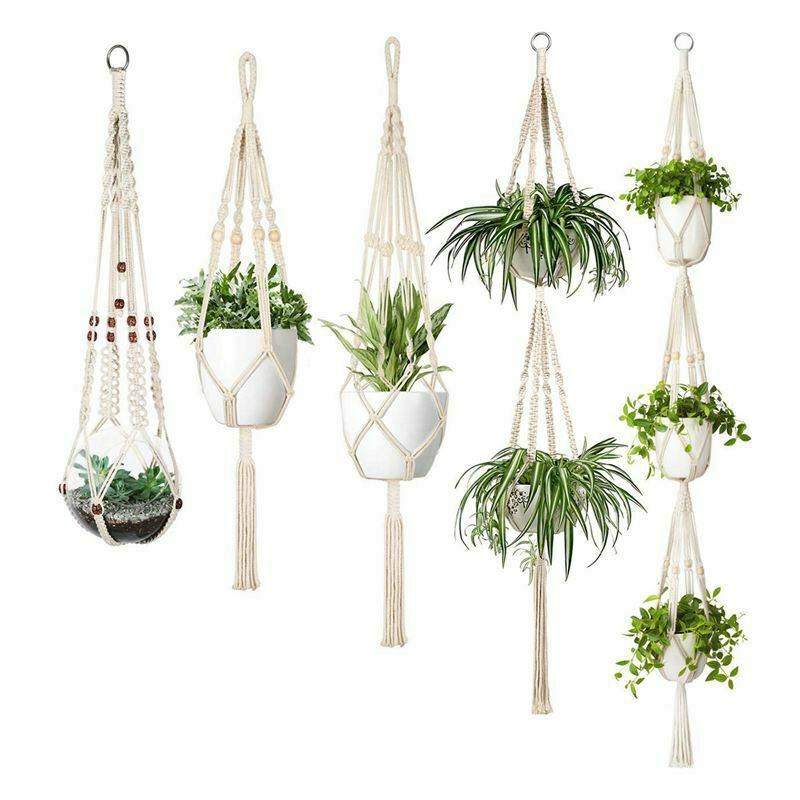 Macrame Plant Hangers Set of 4, Assorted Cotton Rope