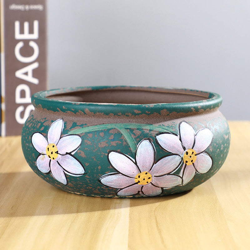 Hand-Painted Ceramic Succulent Bowl, Vintage Style