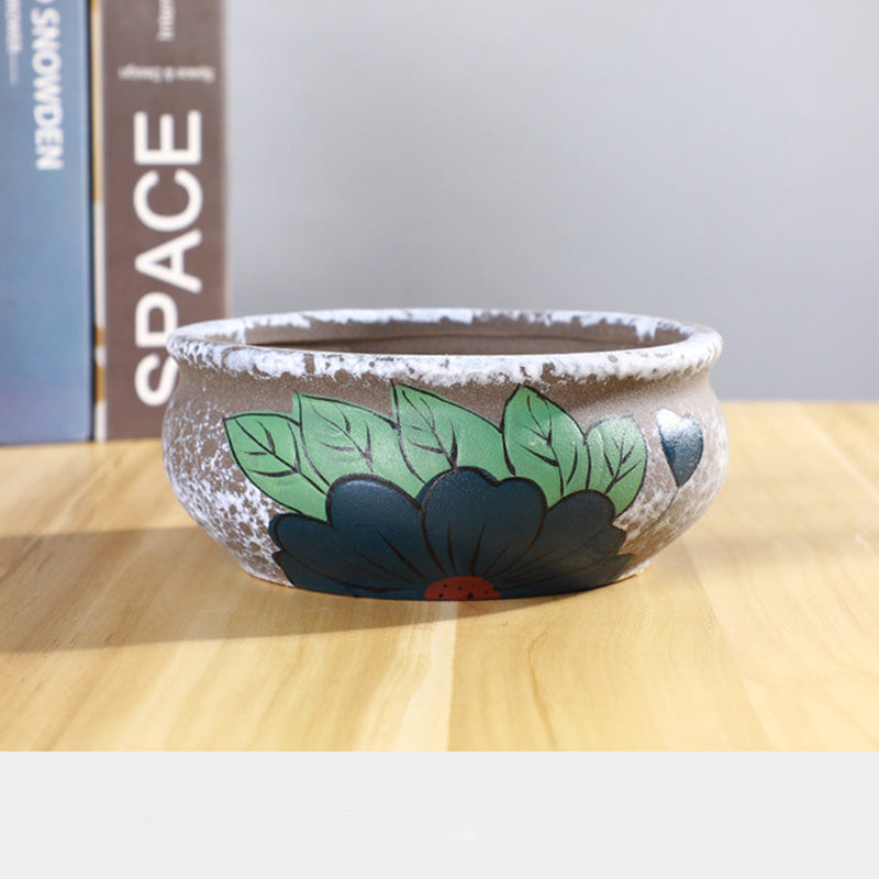 Hand-Painted Ceramic Succulent Bowl, Vintage Style