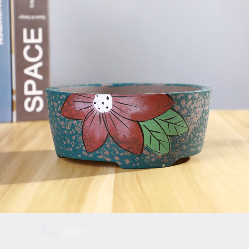 Hand-Painted Ceramic Succulent Bowl, Vintage Style