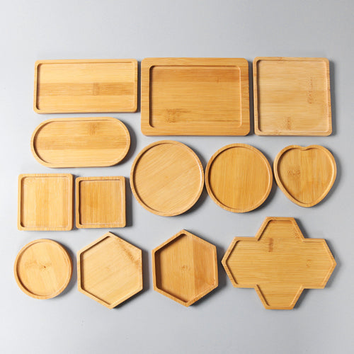 Bamboo Plant Saucer Tray, Round, Square, Hexagon or Oval