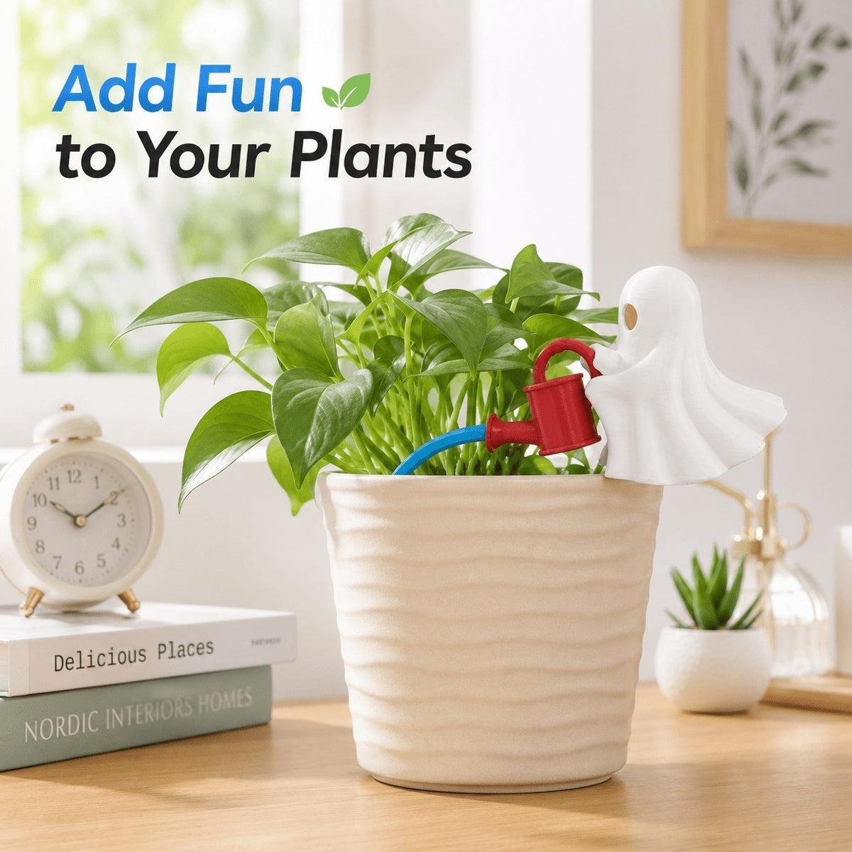 Ghost Plant Decor, Watering Can Desk Ornament