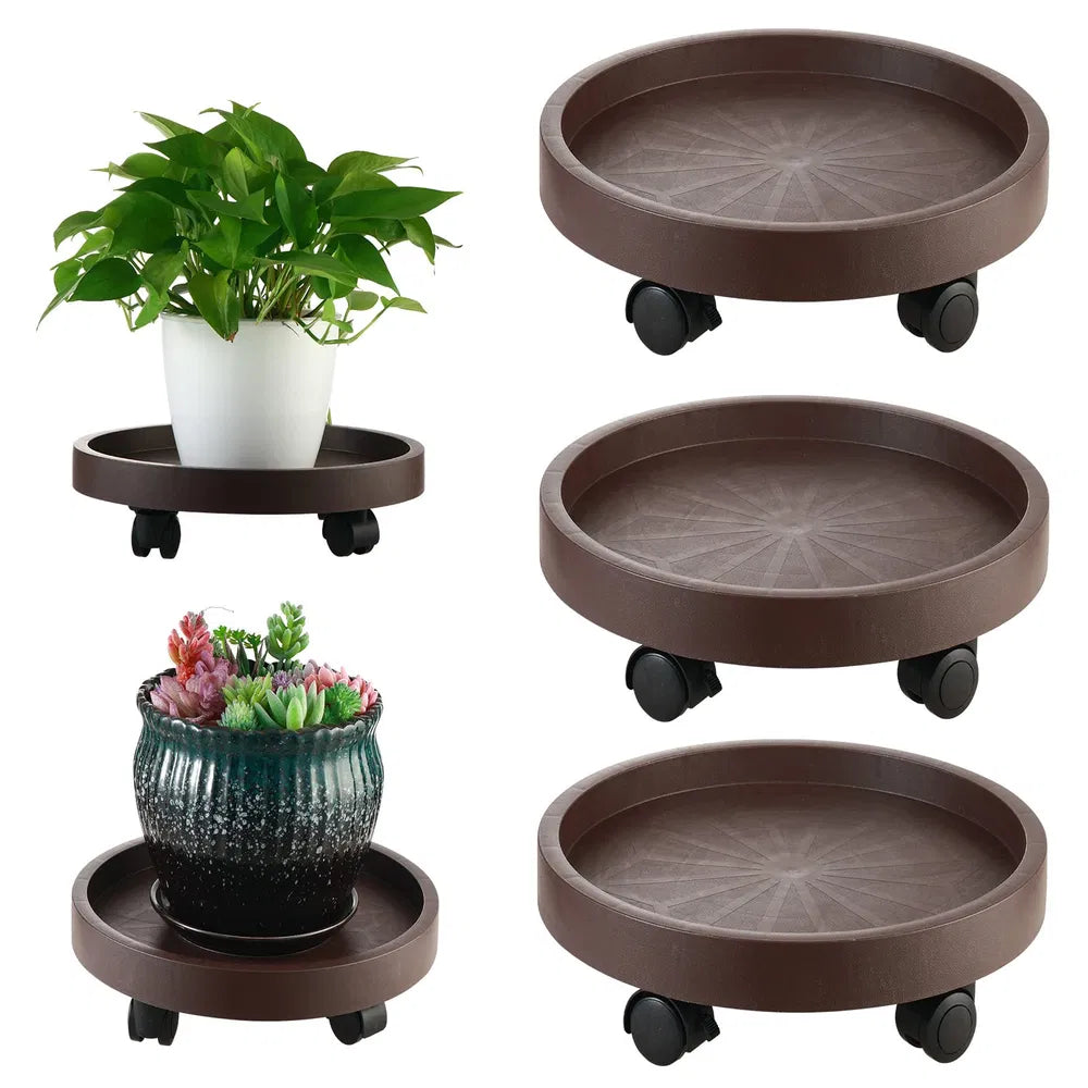 Plant Caddy with Wheels 8 Pack, 12" Rolling Plant Dolly