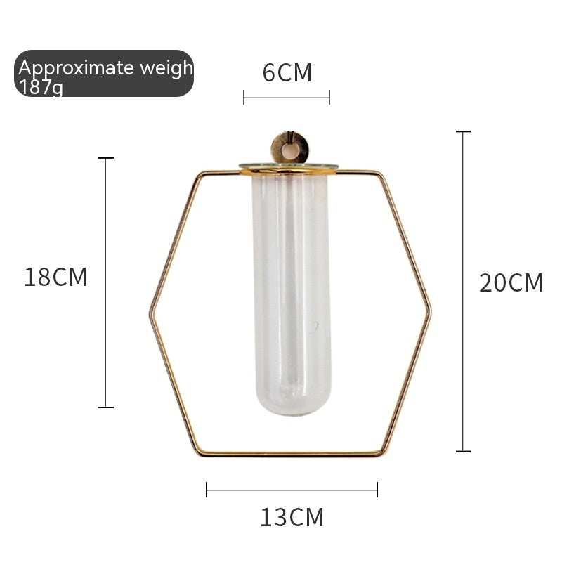 Wall Propagation Station, Gold Geometric Test Tube Vase