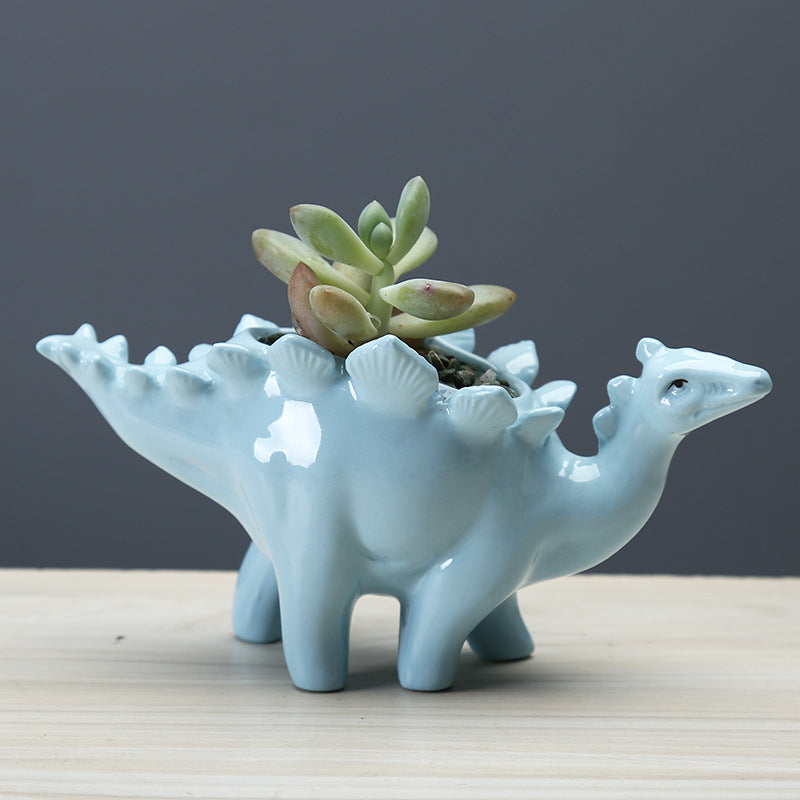 Dinosaur Succulent Planter, Handmade Glazed Ceramic