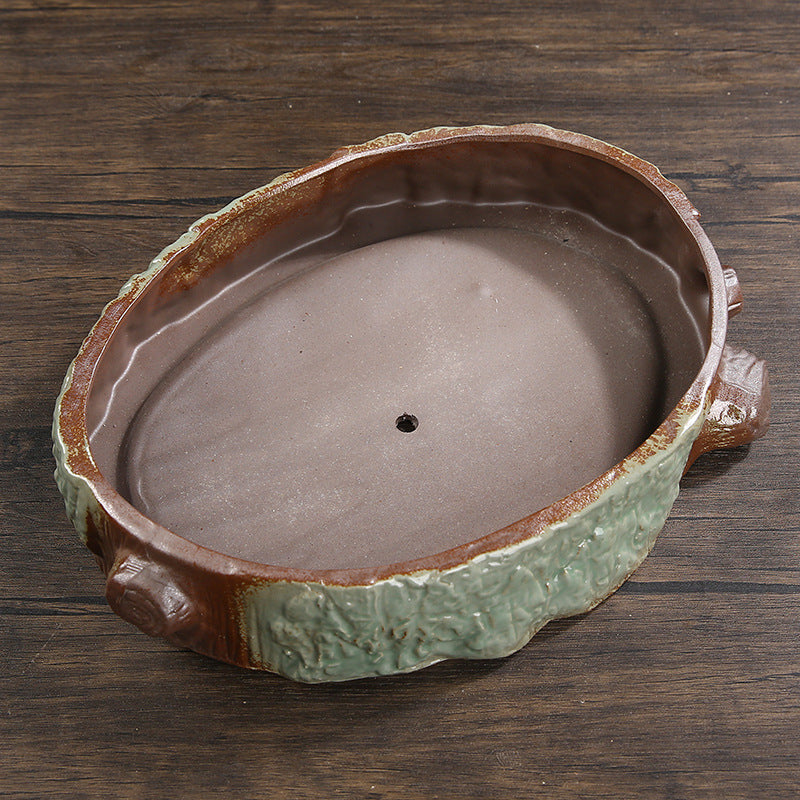 Oval Succulent Bowl Planter, Wide Stoneware