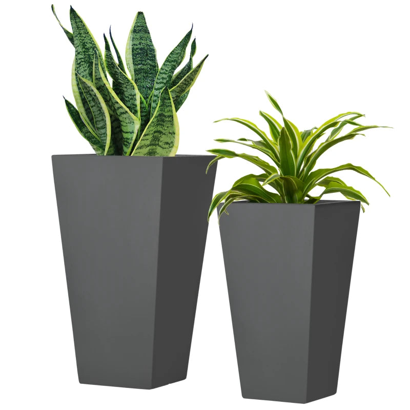 Tall Square Planters Set of 2, 22" and 18" Gray