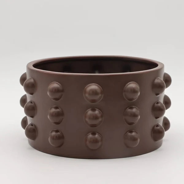 Textured Planter Pot 5", Matte Brown Sculptural Design