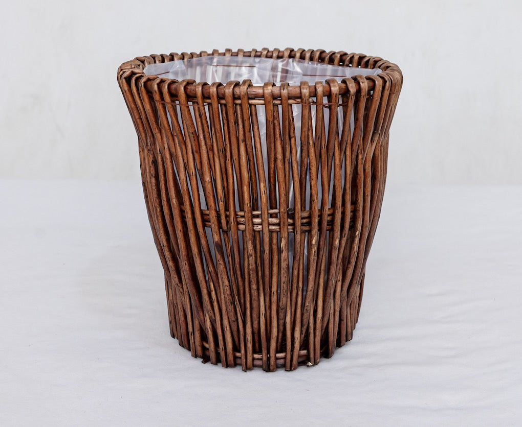 Wicker Planter Basket, Handwoven Willow with Liner