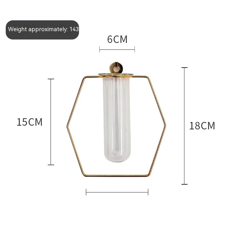 Wall Propagation Station, Gold Geometric Test Tube Vase
