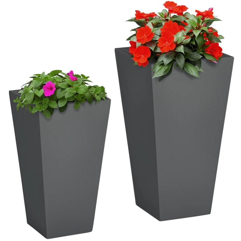Tall Square Planters Set of 2, 22" and 18" Gray