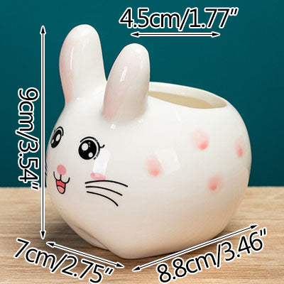 Hand-Painted Animal Succulent Pot, 3.5" Ceramic