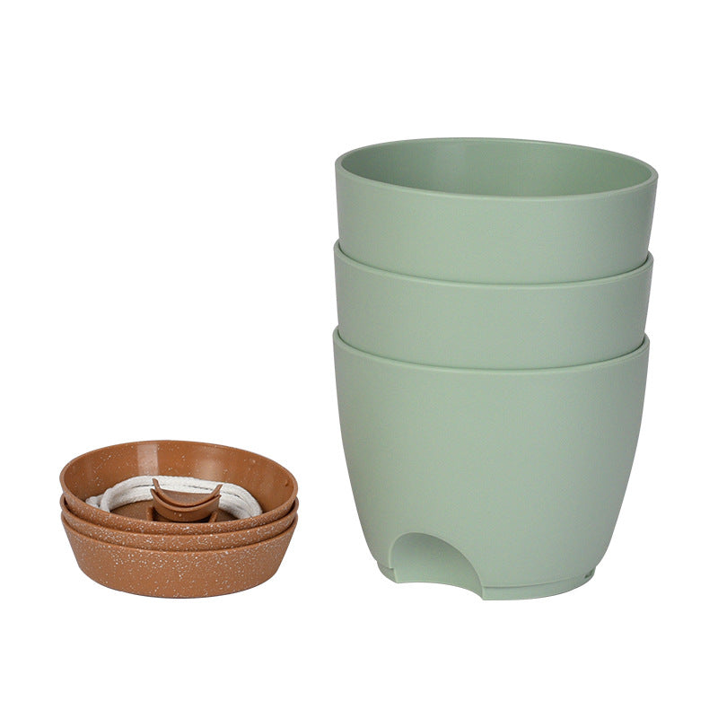 Self-Watering Planters Set of 3, 6.5" Round Pots