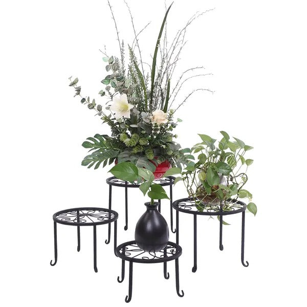 Metal Plant Stands Set of 4, Black Round Nesting Stands
