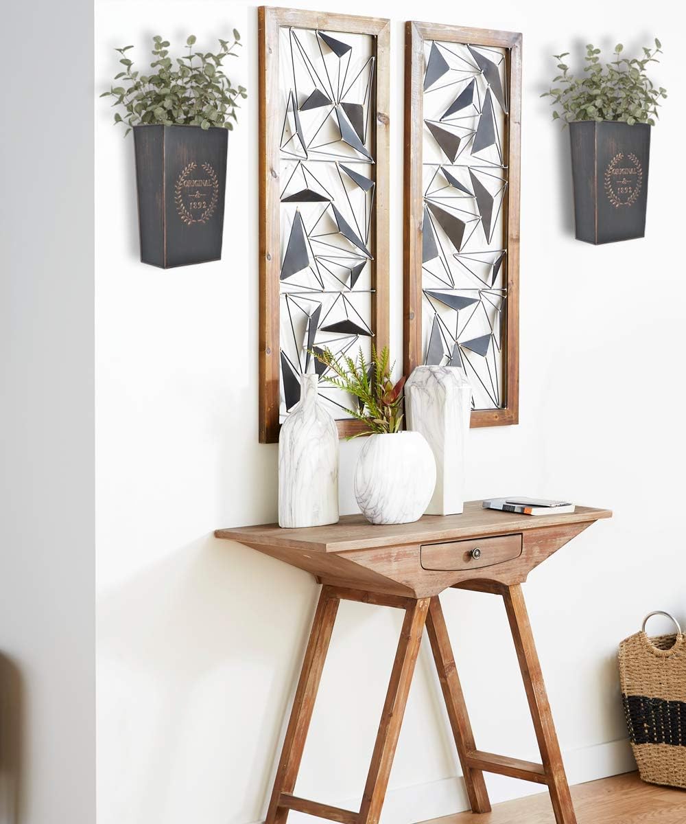 Metal Wall Planters 2 Pack, Rustic Farmhouse Wall Vases