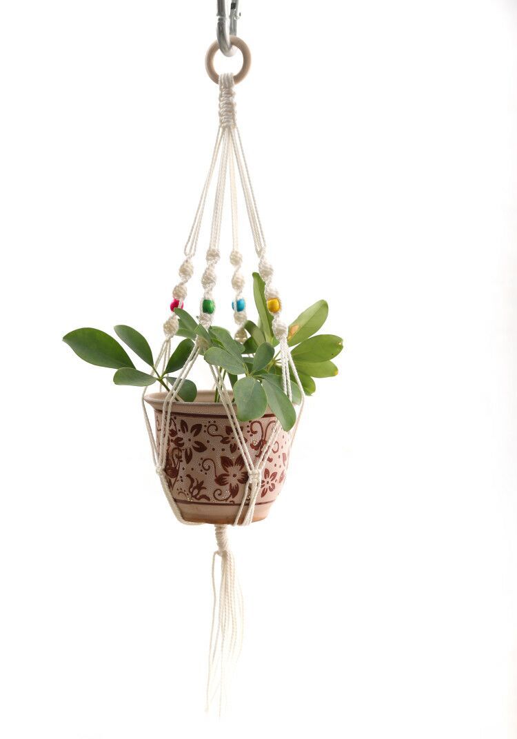 Macrame Wall Plant Hanger, Handmade Cotton for 4-6" Pots