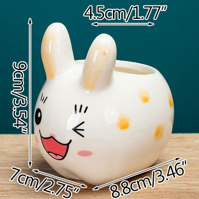 Hand-Painted Animal Succulent Pot, 3.5" Ceramic