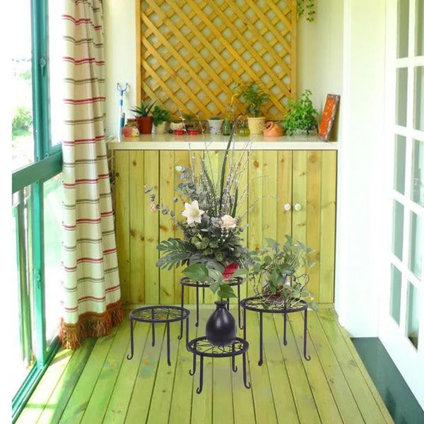 Metal Plant Stands Set of 4, Black Round Nesting Stands