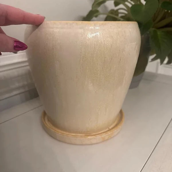 Reactive Glaze Ceramic Planter 8" with Drainage Hole