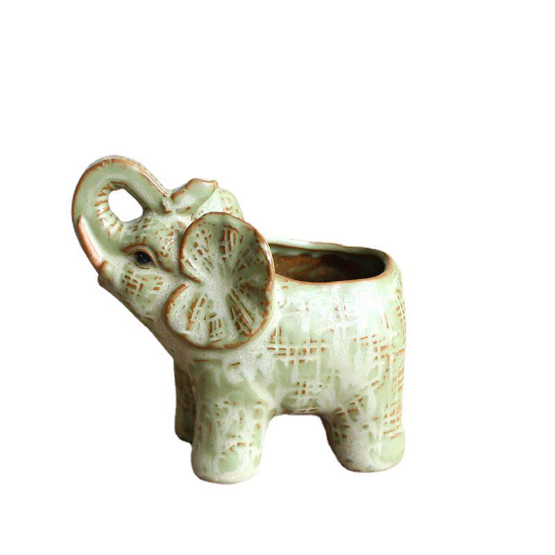 Elephant Succulent Pot, Kiln Glaze Ceramic