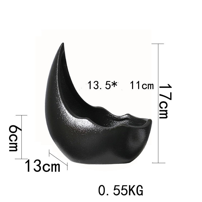 Crescent Moon Ceramic Planter, Matte Nordic Pot