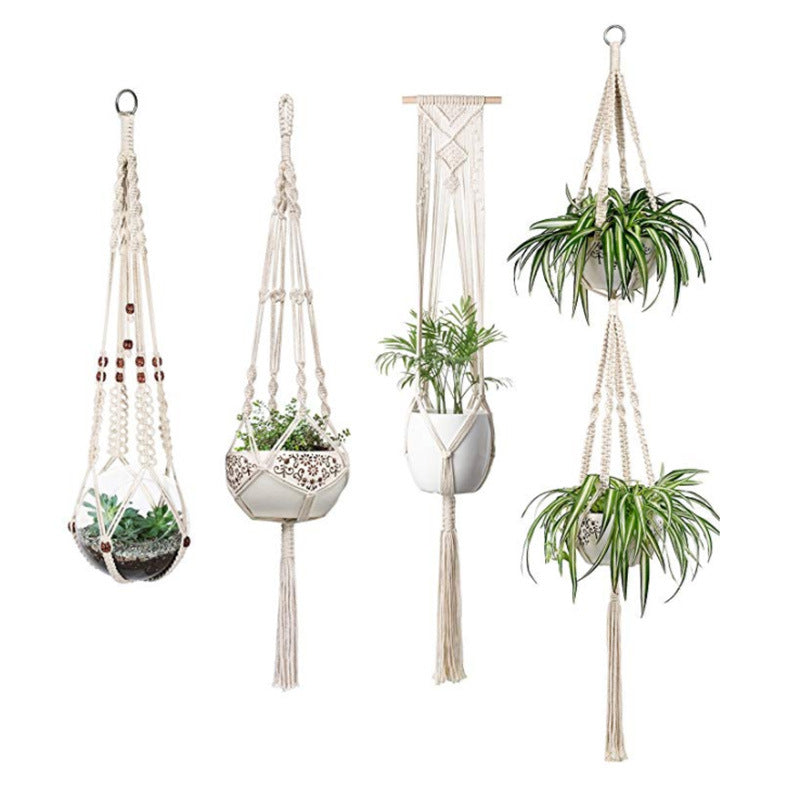 Macrame Plant Hangers Set of 4, Assorted Cotton Rope