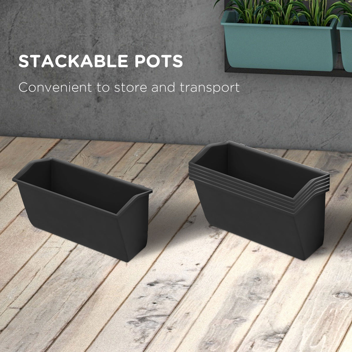 3-Tier Wall Planter with 6 Pots, Black Hanging Garden