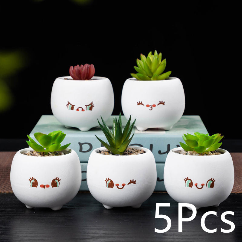 Mini Succulent Pots Set of 5, 2.8" Glazed Ceramic