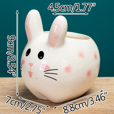Hand-Painted Animal Succulent Pot, 3.5" Ceramic